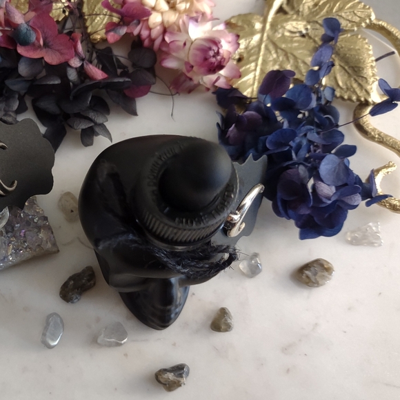 Witchy Skull Vial with Crystals 10mL Size, Reusable, Oil Dropper, Skull Dropper - Picture 4 of 8